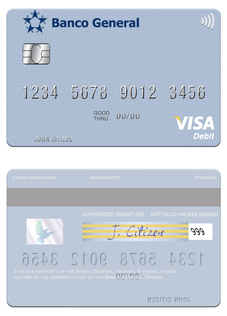 Fillable Panama Banco General visa credit card Templates | Layer-Based PSD