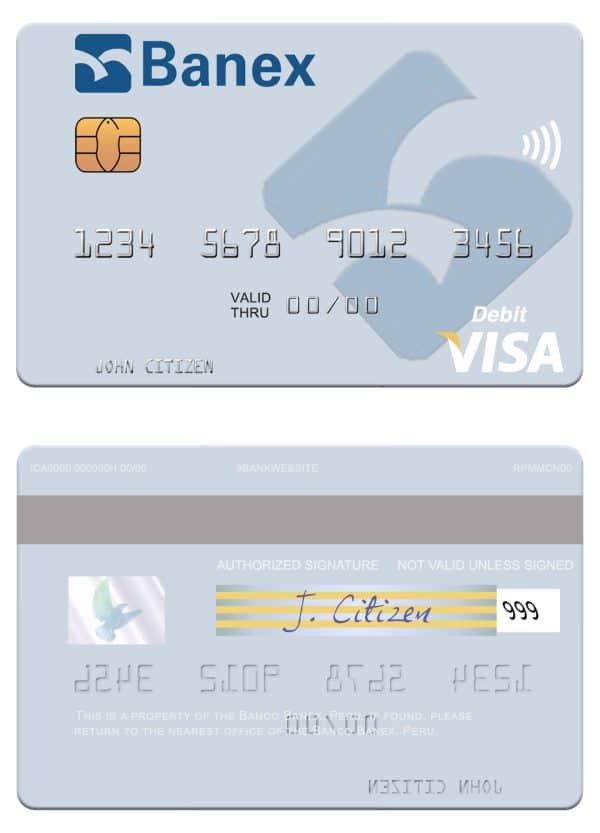Fillable Peru Banco Banex visa debit card Templates | Layer-Based PSD