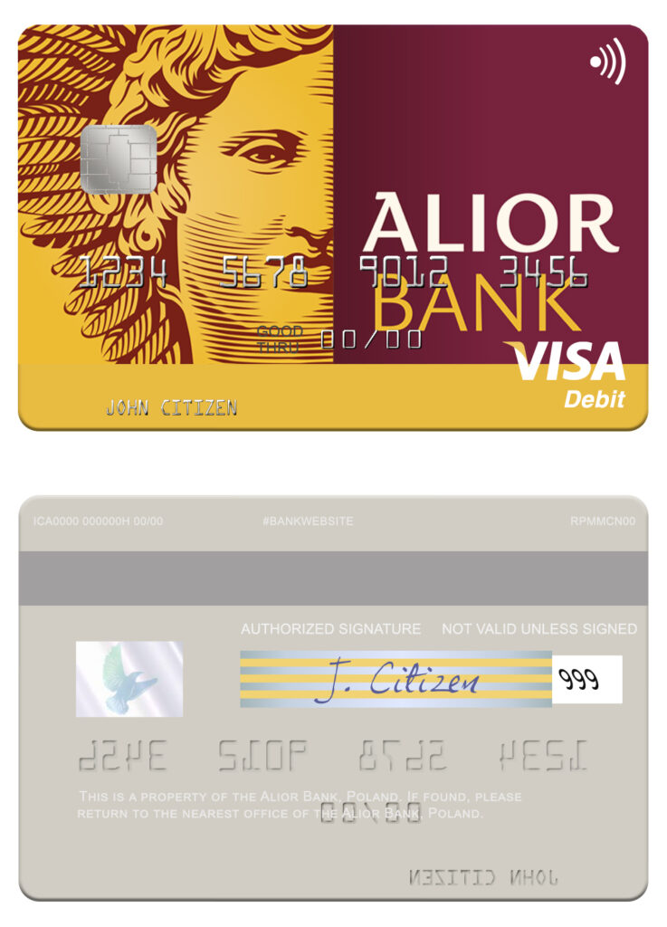Fillable Poland Alior Bank visa debit card Templates