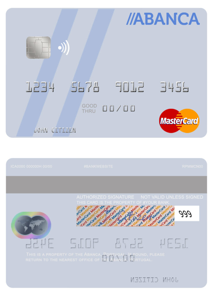 Fillable Portugal Abanca mastercard Templates | Layer-Based PSD