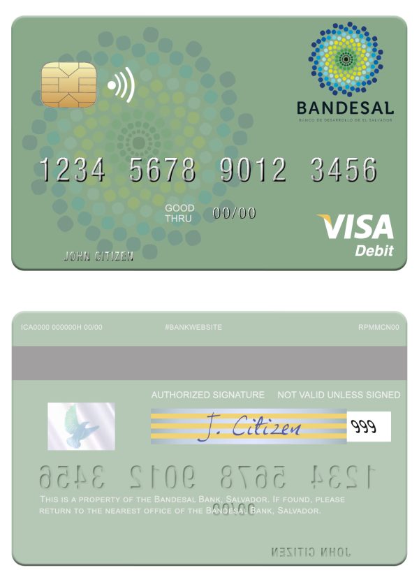 Fillable Salvador Bandesal Bank visa debit credit card Templates 600x833 - Cart
