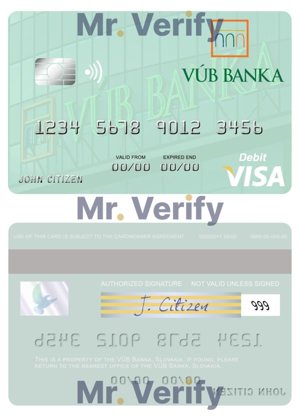 Fillable Slovakia VUB Banka visa debit card Templates 600x833 - Cart