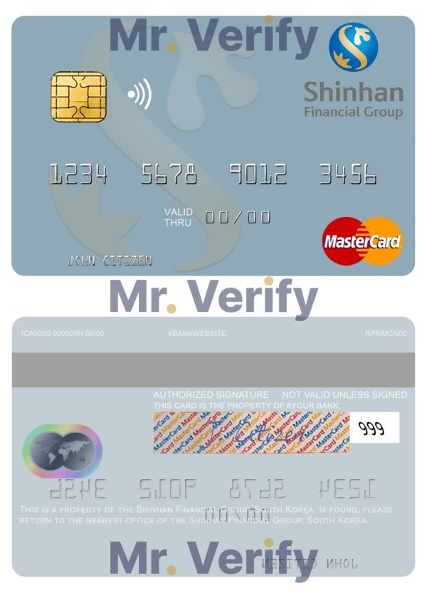 Fillable South Korea Shinhan Financial Group mastercard credit card Templates 600x833 - Cart