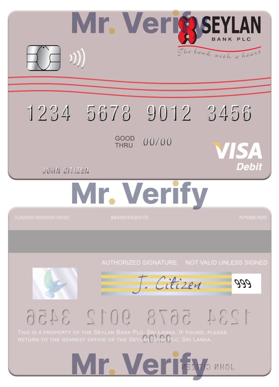 Fillable Sri Lanka Seylan Bank Plc visa debit card Templates | Layer-Based PSD