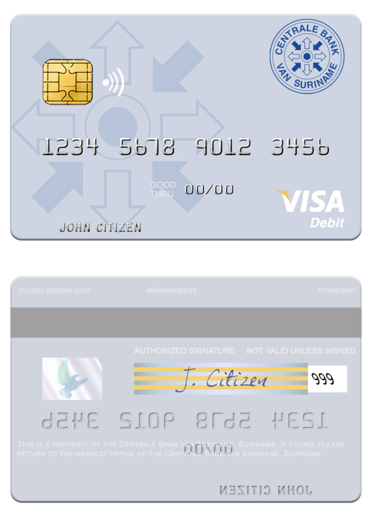 Fillable Suriname Centrale Bank van Suriname visa debit card Templates | Layer-Based PSD