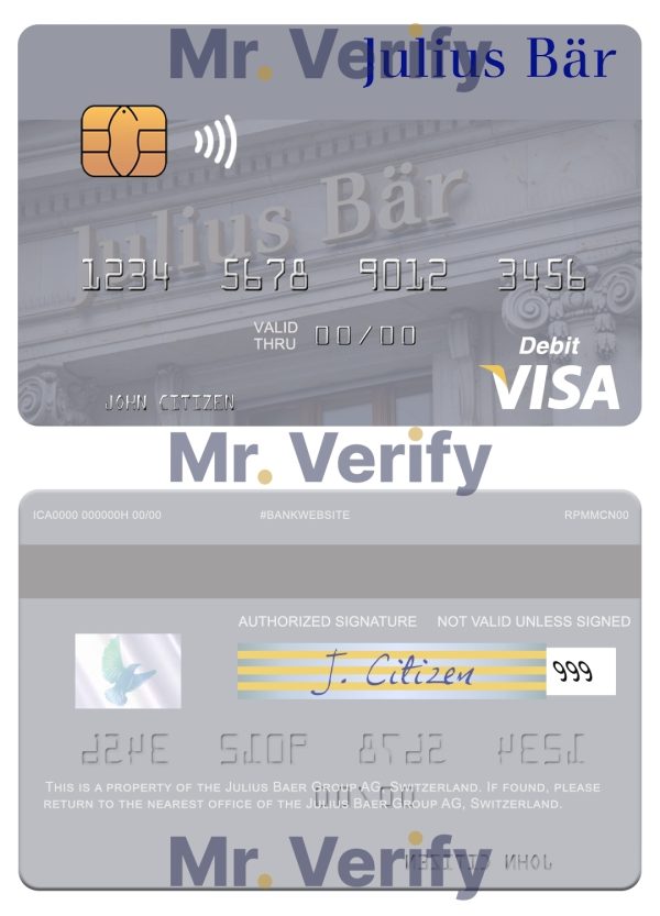 Fillable Switzerland Julius Baer Group AG visa debit card Templates 600x833 - Cart