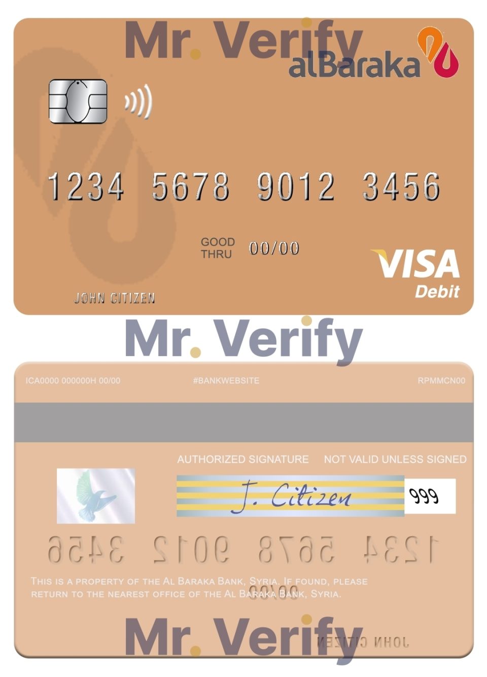 Fillable Syria Al Baraka Bank visa debit card Templates | Layer-Based PSD