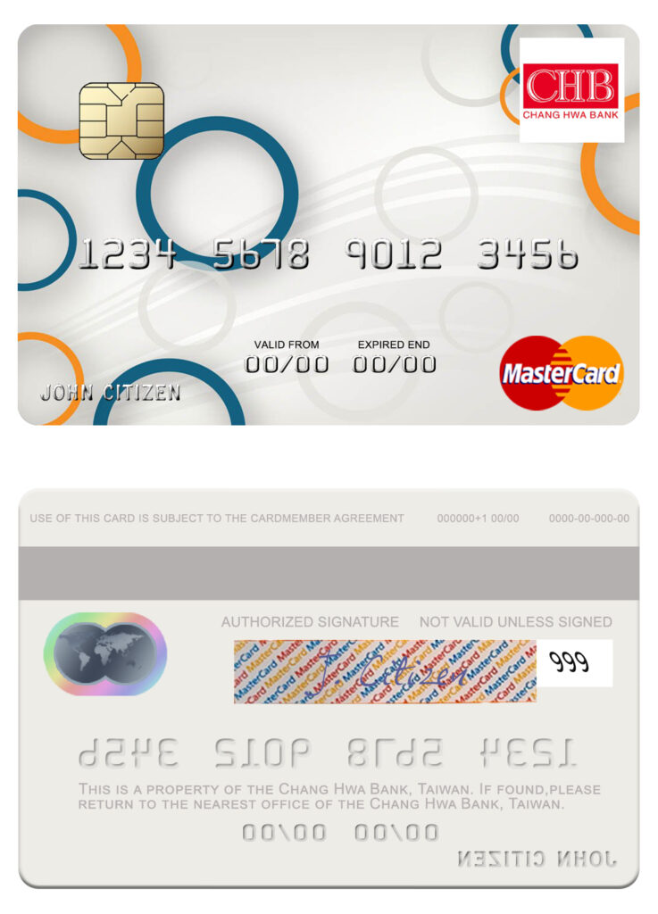 Fillable Taiwan Chang Hwa Bank mastercard Templates | Layer-Based PSD