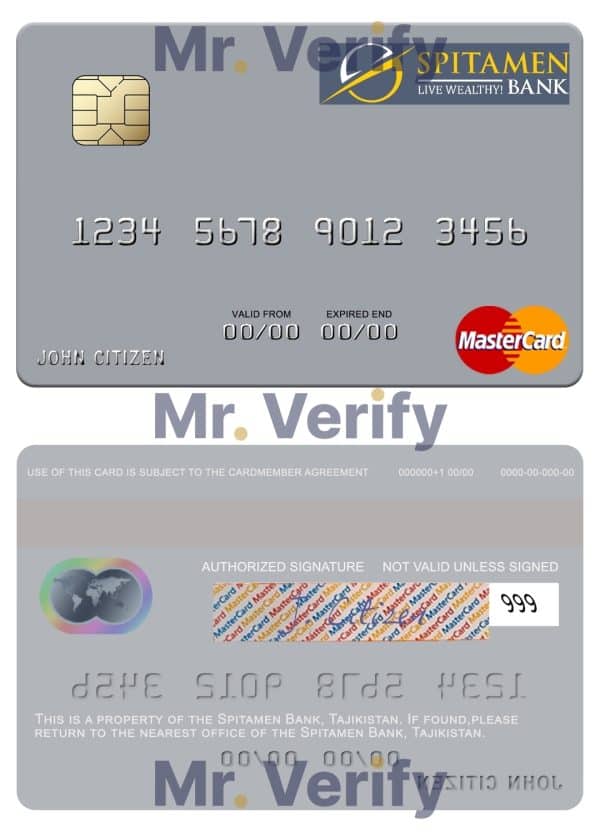 Fillable Tajikistan Spitamen Bank mastercard Templates | Layer-Based PSD
