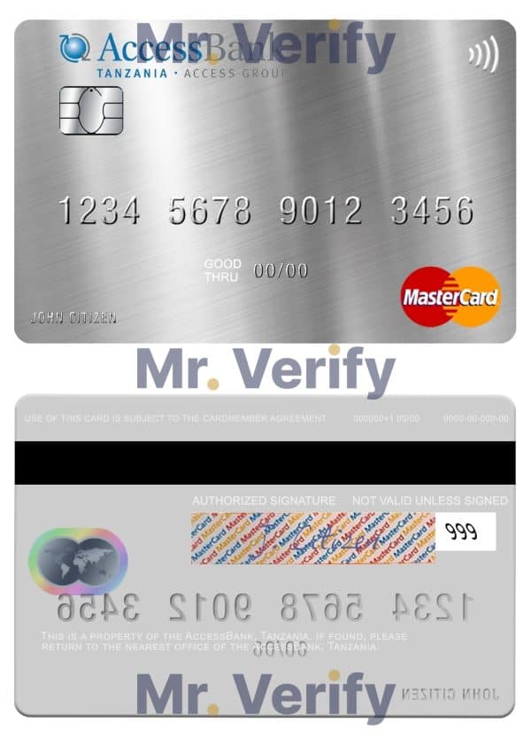 Fillable Tanzania AccessBank mastercard Templates | Layer-Based PSD
