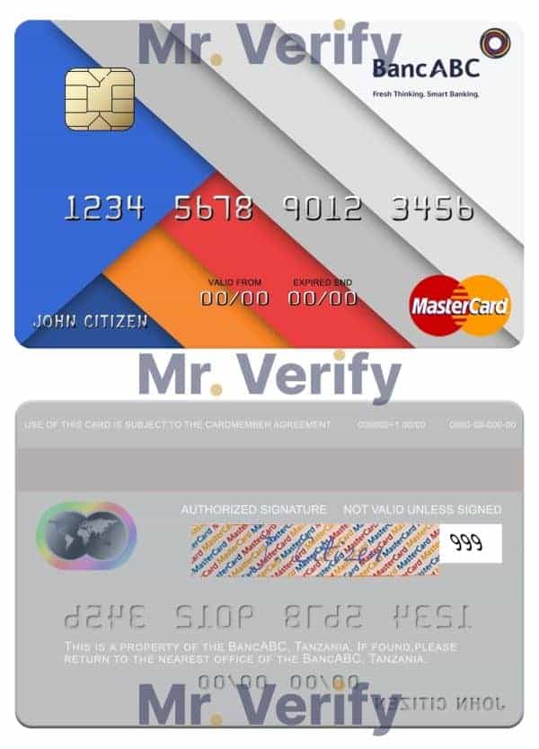 Fillable Tanzania BancABC mastercard Templates | Layer-Based PSD
