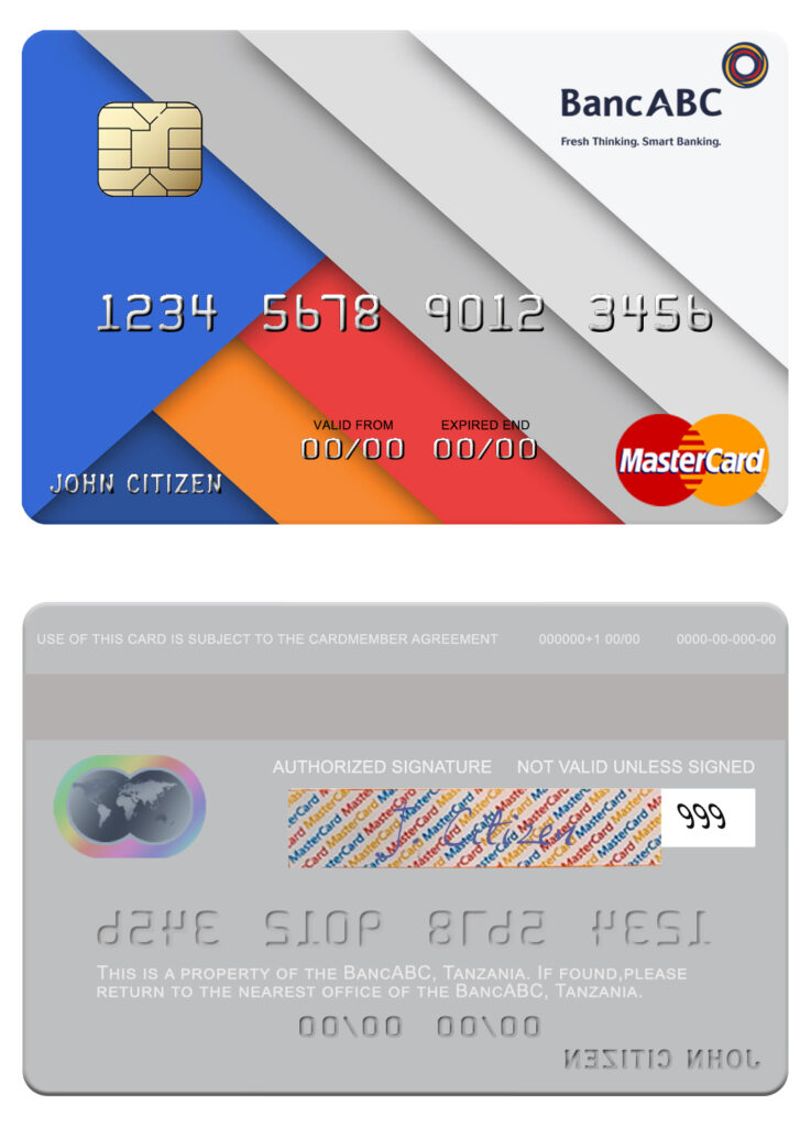 Fillable Tanzania BancABC mastercard Templates | Layer-Based PSD