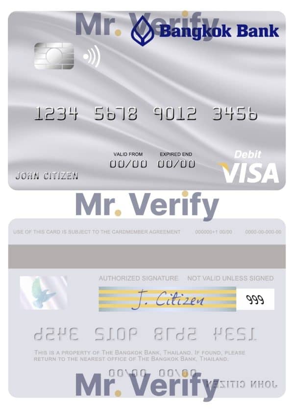 Fillable Thailand Bangkok Bank visa debit card Templates | Layer-Based PSD