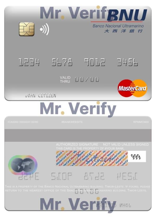 Fillable Timor-Leste Banco Nacional Ultramarino building mastercard Templates | Layer-Based PSD