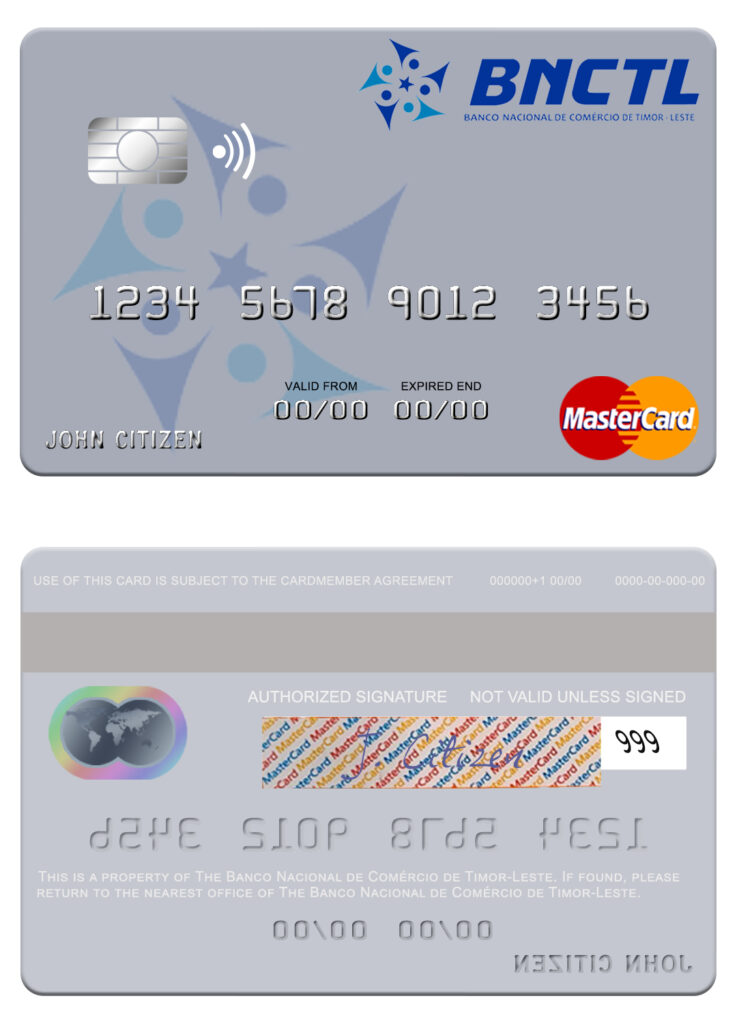 Fillable Timor-Leste Banco Nacional de Comércio de Timor-Leste mastercard Templates | Layer-Based PSD