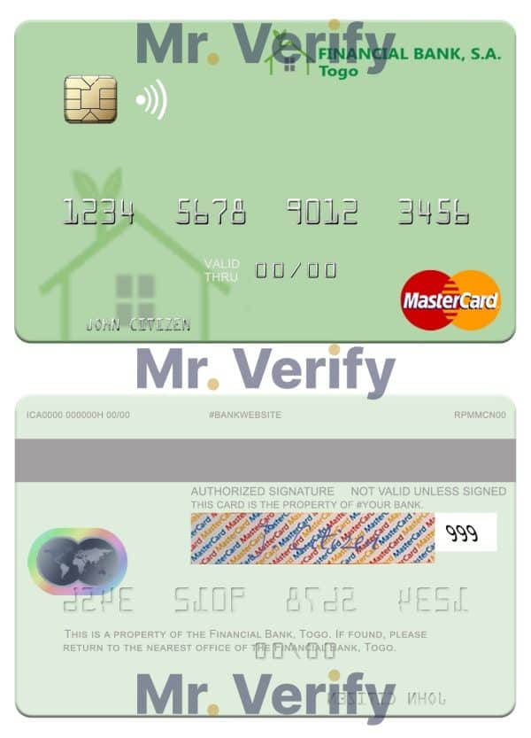 Fillable Togo Financial Bank mastercard Templates | Layer-Based PSD