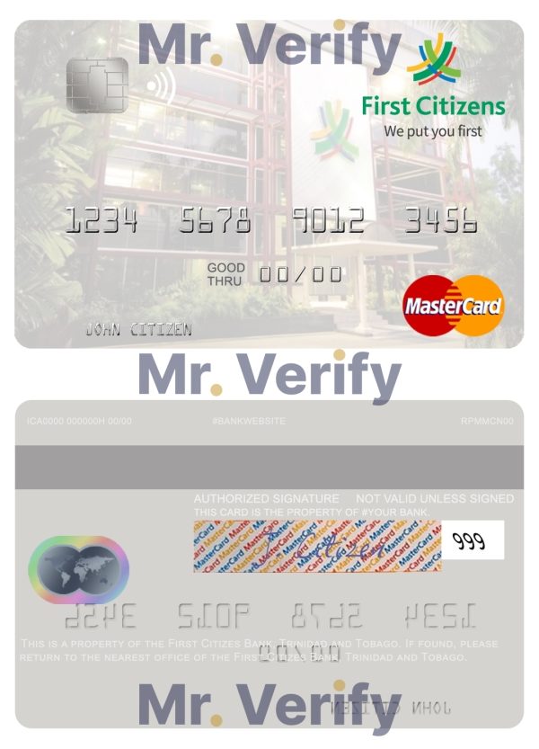 Fillable Trinidad and Tobago First Citizes Bank mastercard Templates 600x833 - Cart