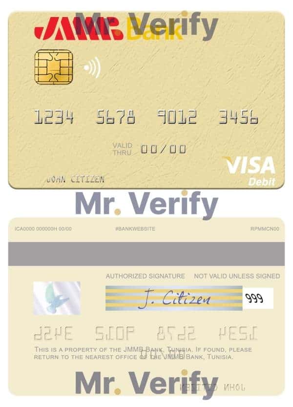 Fillable Tunisia JMMB Bank visa debit card Templates | Layer-Based PSD