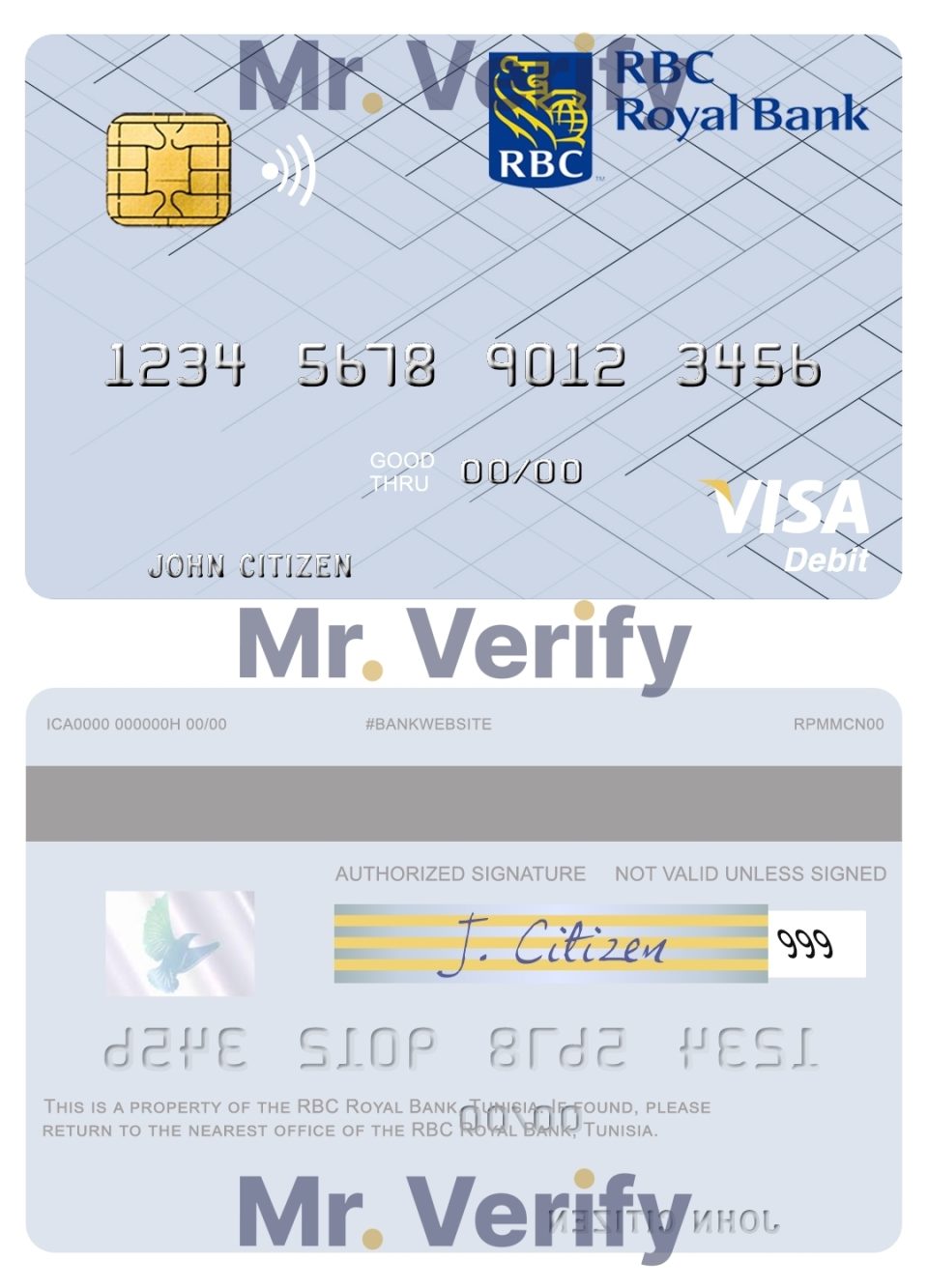 Fillable Tunisia RBC Royal Bank visa debit card Templates | Layer-Based PSD