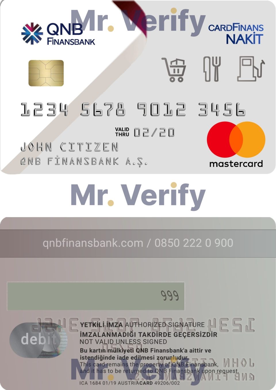 Fillable Turkey QNB Finansbank credit card Templates | Layer-Based PSD