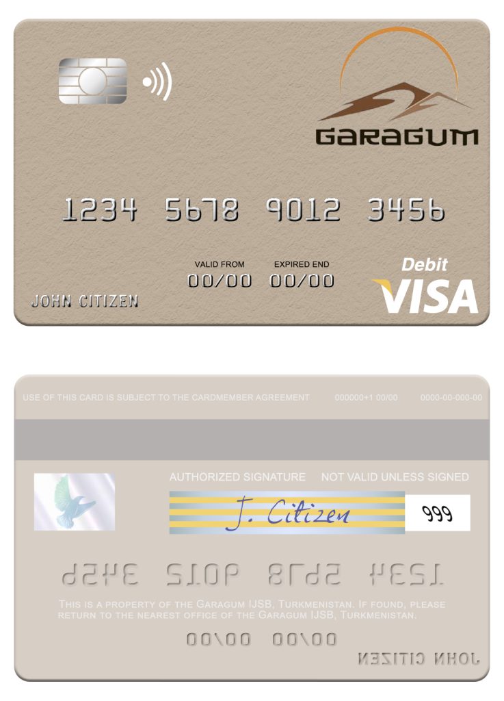 Fillable Turkmenistan Garagum IJSB visa debit card Templates