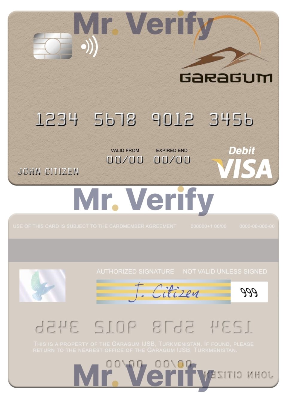 Fillable Turkmenistan Garagum IJSB visa debit card Templates | Layer-Based PSD
