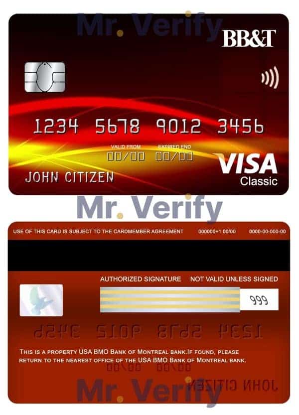 Fillable USA BB&T Corp. bank visa classic card Templates | Layer-Based PSD