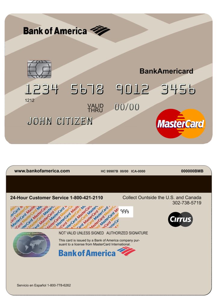 Fillable USA Bank of America bank MasterCard Templates | Layer-Based PSD
