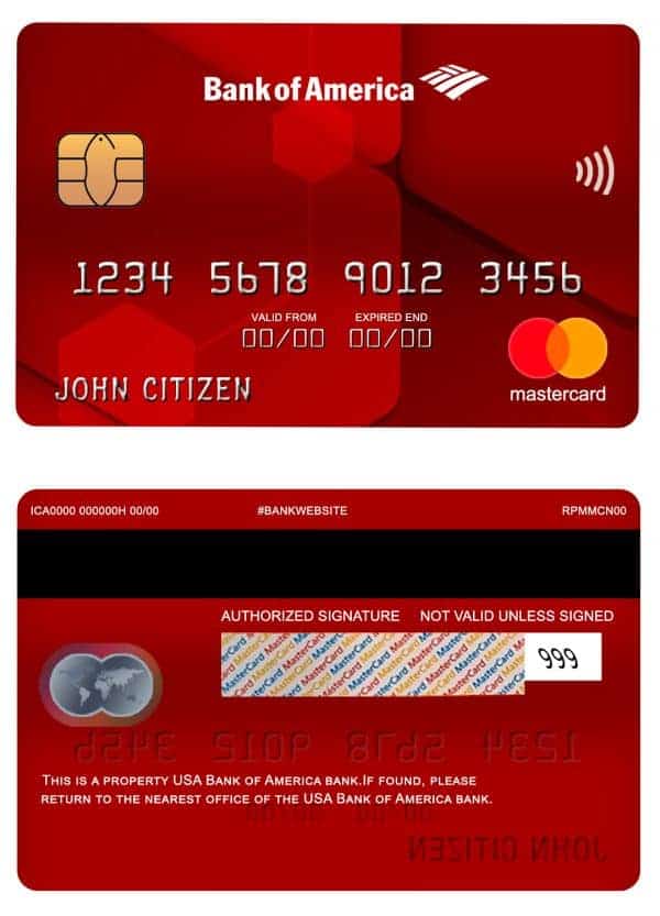 Fillable USA Bank of America bank mastercard Templates | Layer-Based PSD
