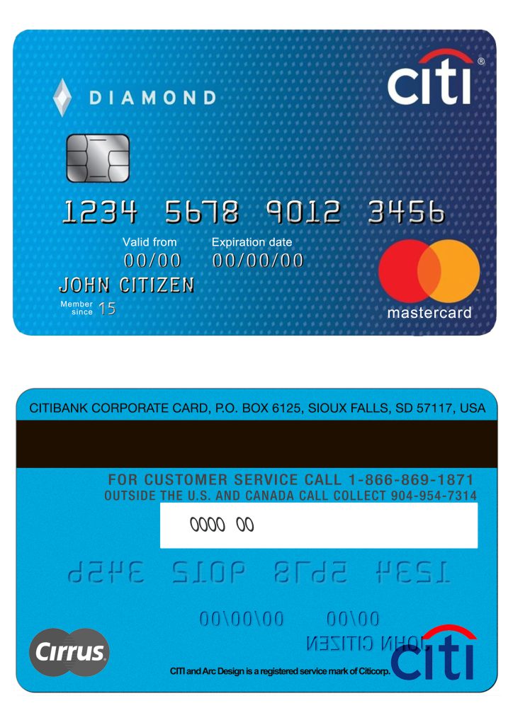Fillable USA Citibank MasterCard Templates