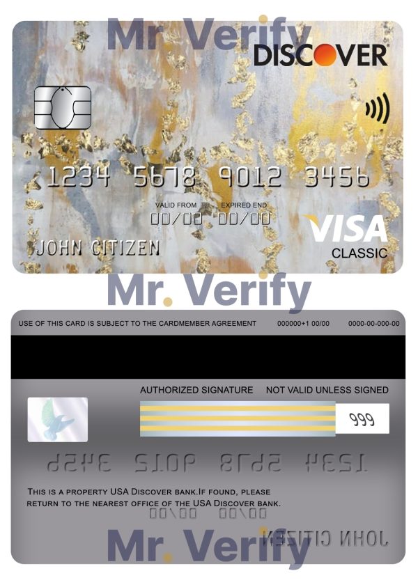 Fillable USA Discover bank visa classic card Templates  600x833 - Cart