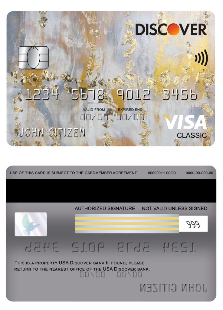 Fillable USA Discover bank visa classic card Templates