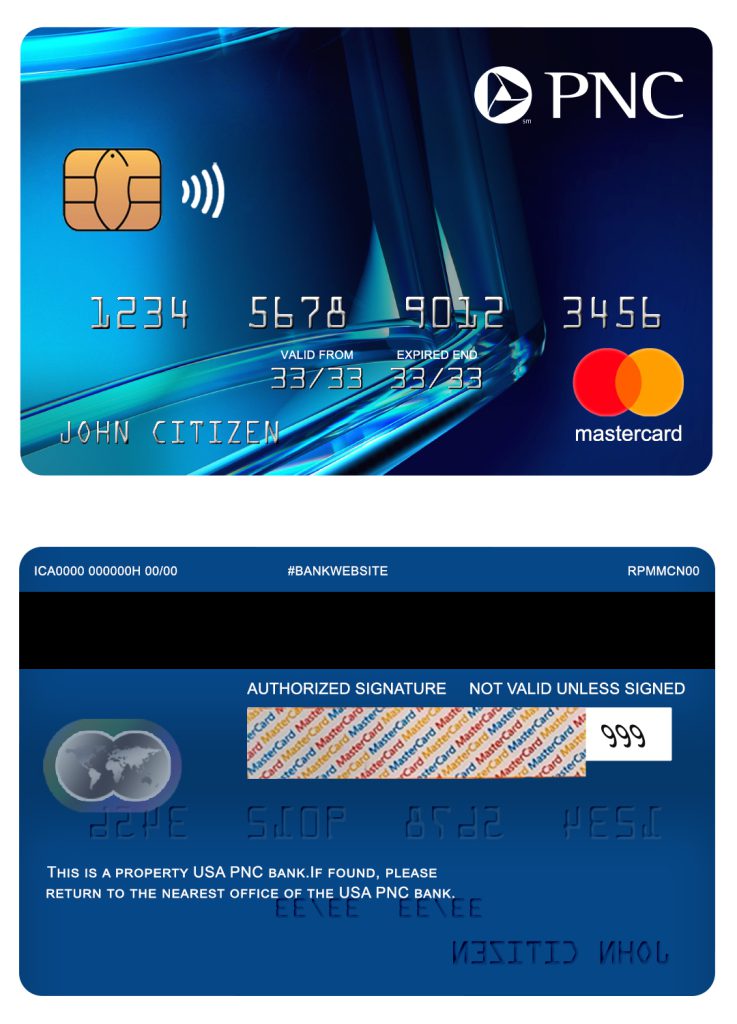 Fillable USA PNC bank mastercard Templates | Layer-Based PSD