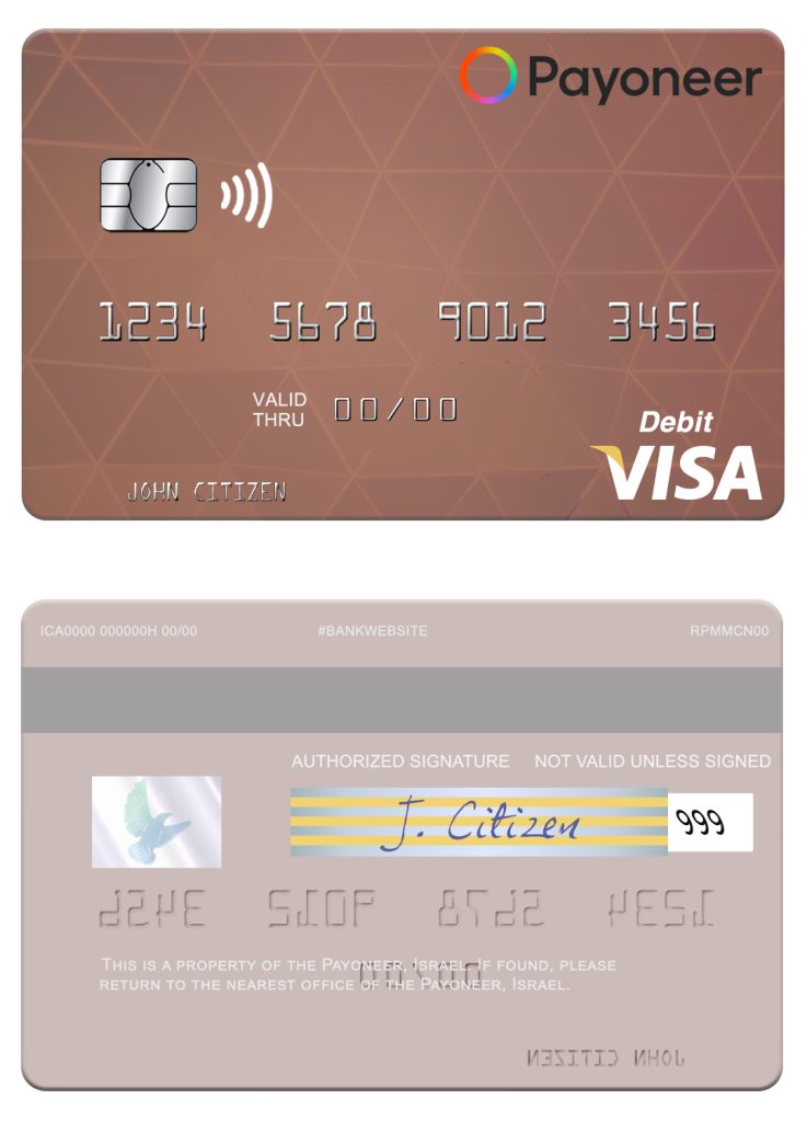 Fillable USA Payoneer visa credit card Templates