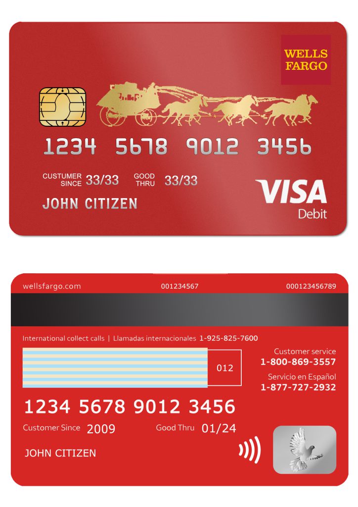 Fillable USA Wells Fargo bank visa debit card Templates