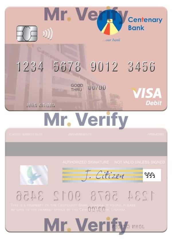 Fillable Uganda Centenary Bank visa debit card Templates | Layer-Based PSD