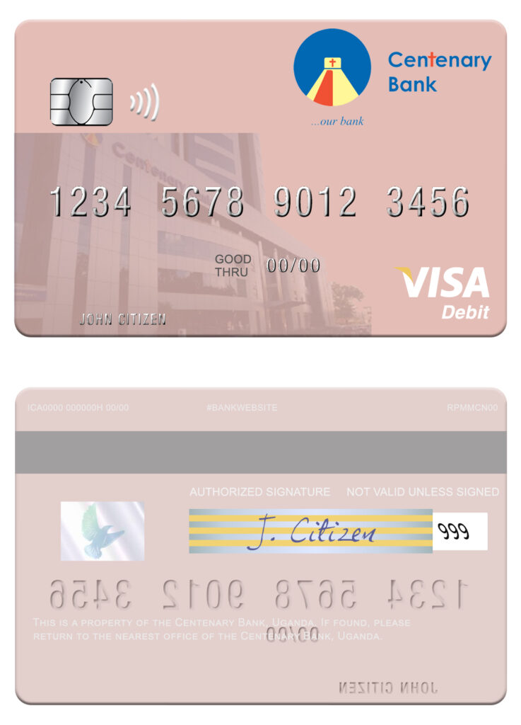 Fillable Uganda Centenary Bank visa debit card Templates