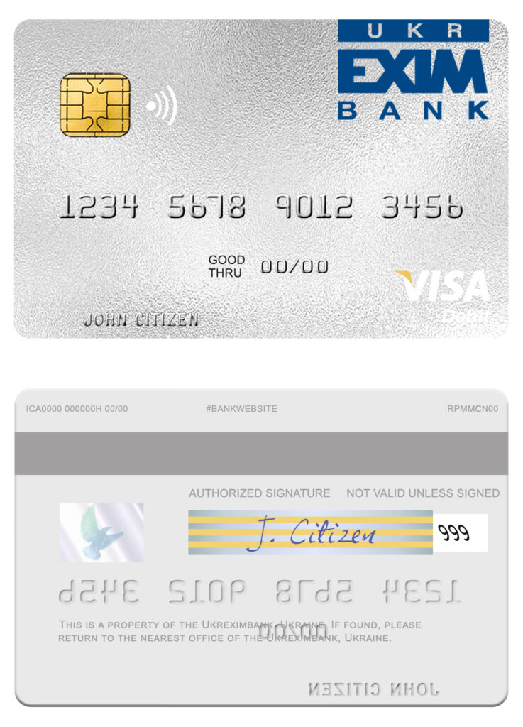 Fillable Ukraine Ukreximbank visa debit card Templates | Layer-Based PSD