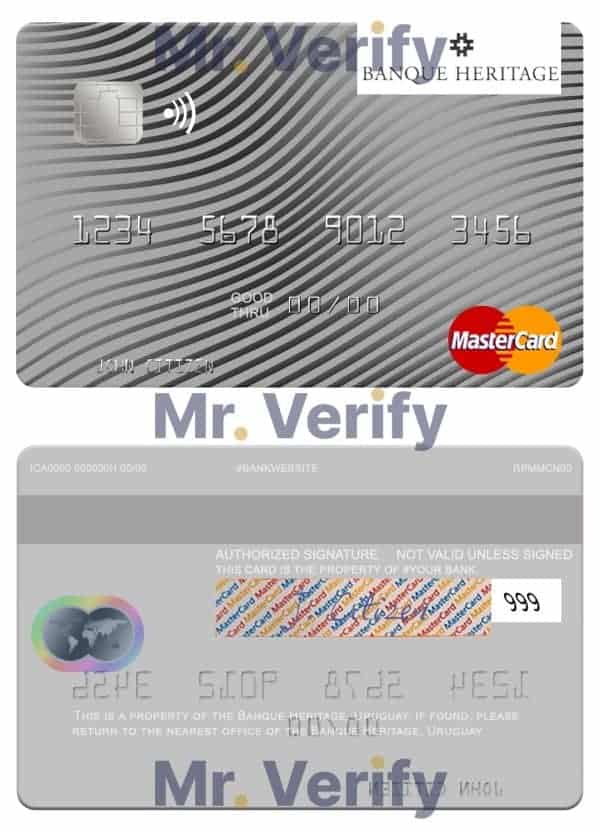 Fillable Uruguay Banque Heritage mastercard Templates | Layer-Based PSD