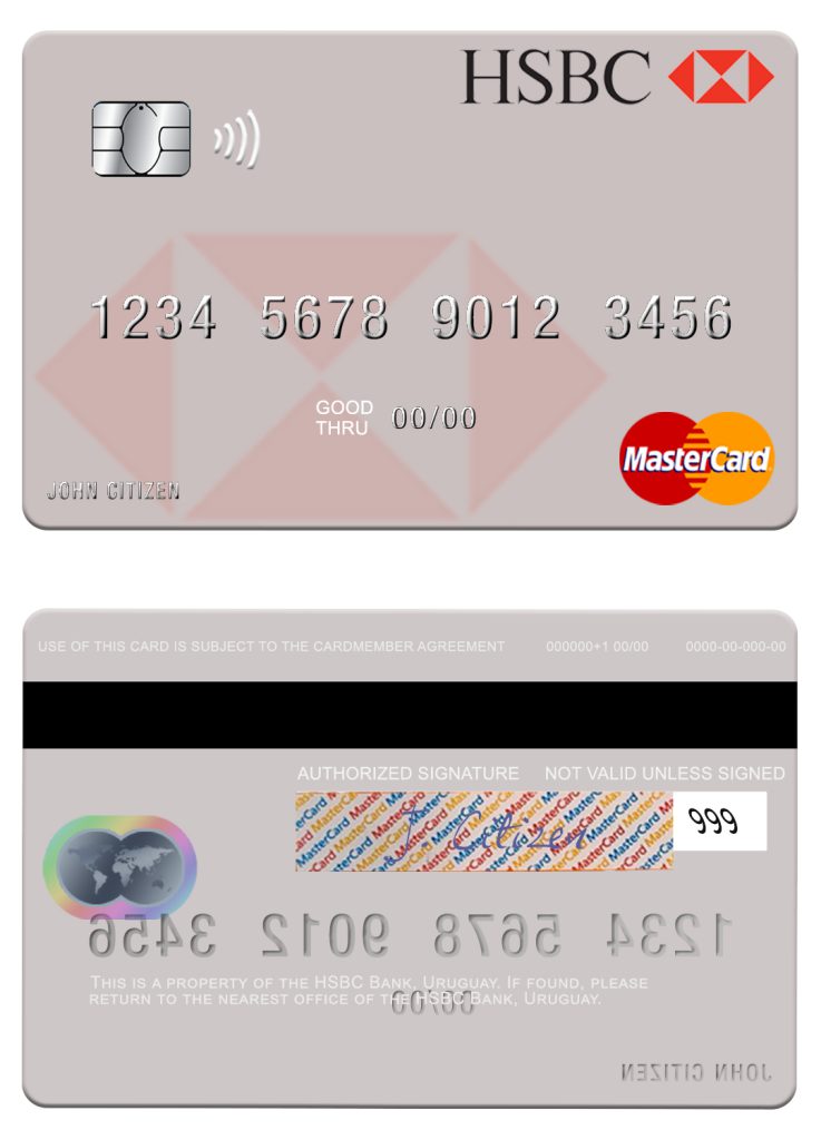 Fillable Uruguay HSBC Bank mastercard Templates | Layer-Based PSD