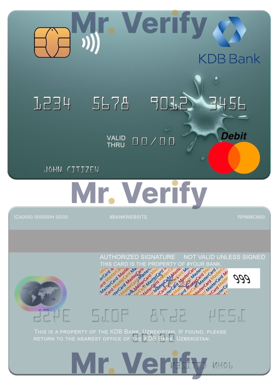 Fillable Uzbekistan KDB Bank mastercard Templates | Layer-Based PSD