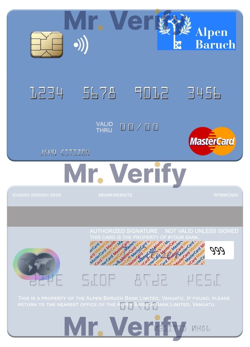 Fillable Vanuatu Alpen Baruch Bank Limited mastercard Templates | Layer-Based PSD