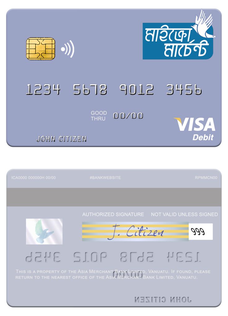 Fillable Vanuatu Asia Merchant Bank Limited visa debit card Templates