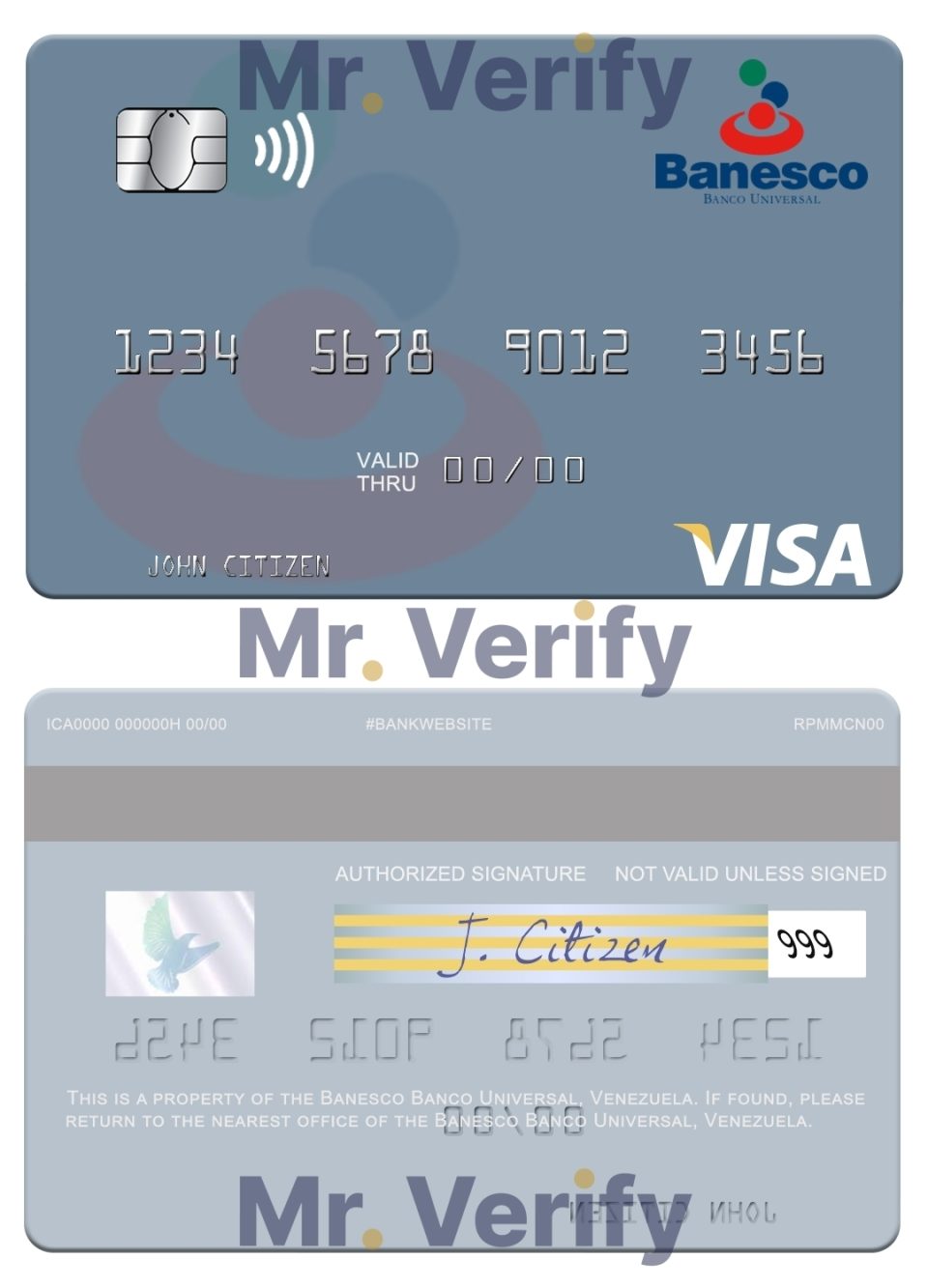 Fillable Venezuela Banesco Banco Universal visa debit card Templates | Layer-Based PSD