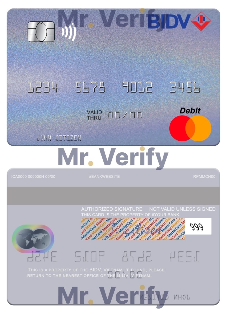 Fillable Vietnam BIDV mastercard credit card Templates | Layer-Based PSD