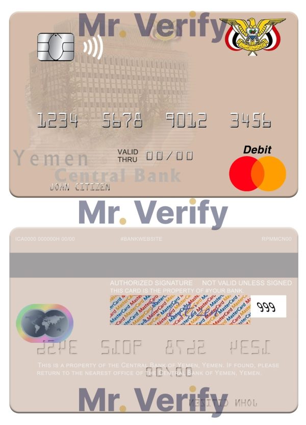 Fillable Yemen Central Bank of Yemen mastercard Templates 600x833 - Cart