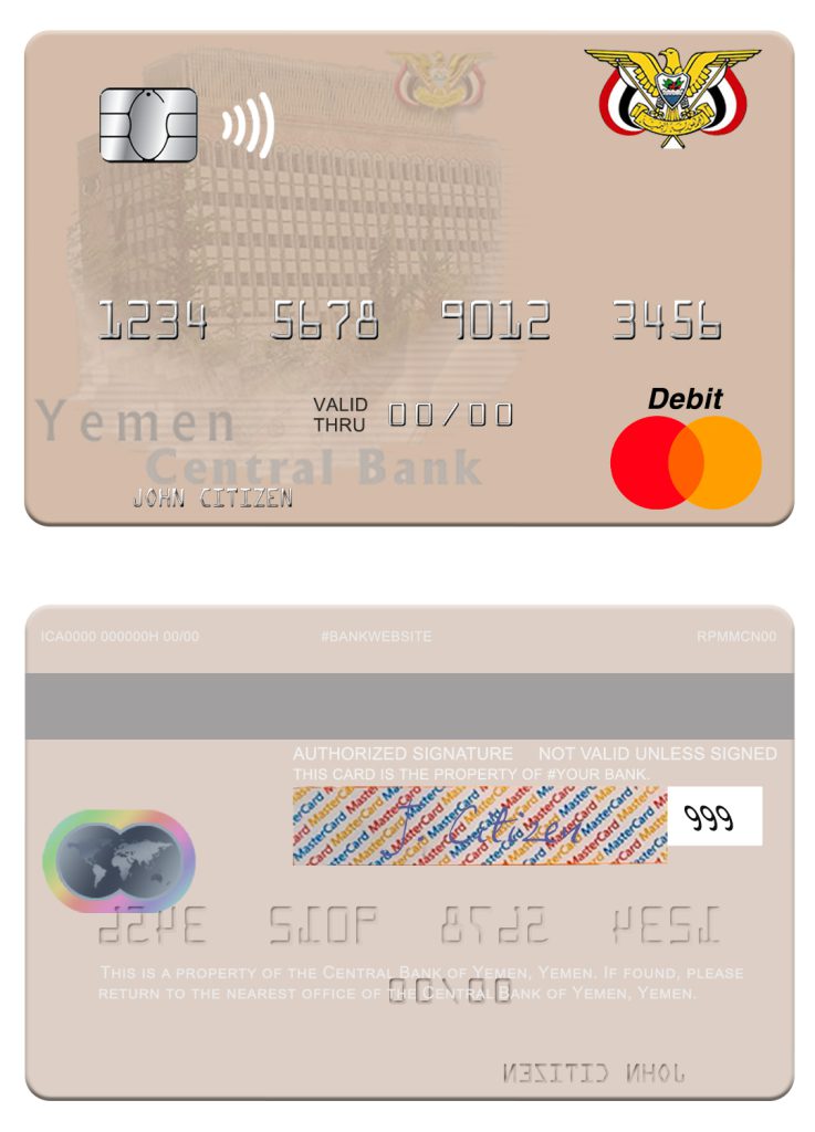 Fillable Yemen Central Bank of Yemen mastercard Templates | Layer-Based PSD