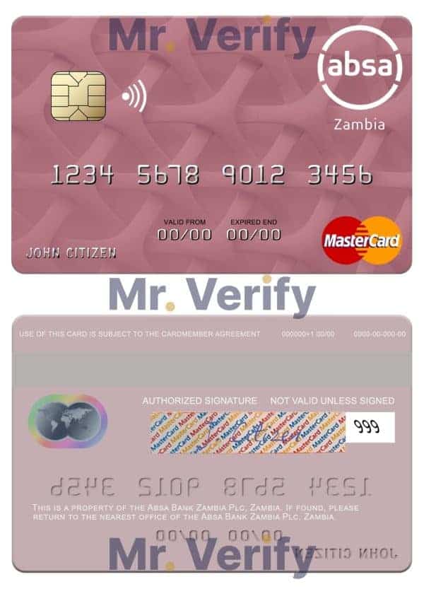 Fillable Zambia Absa Bank Zambia Plc mastercard credit card Templates | Layer-Based PSD