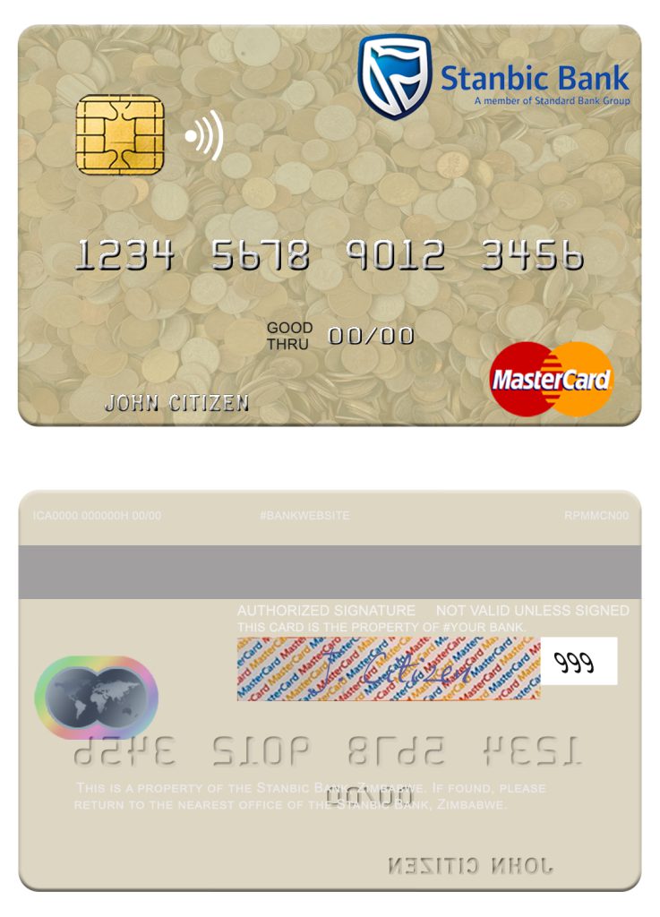 Fillable Zimbabwe Stanbic Bank mastercard credit card Templates | Layer-Based PSD