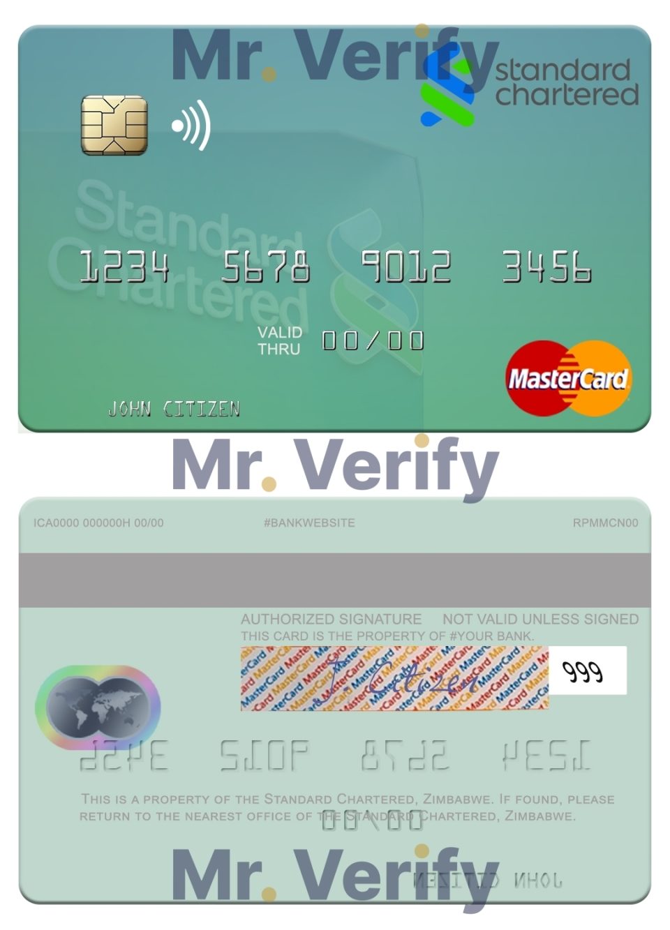 Fillable Zimbabwe Standard Chartered mastercard credit card Templates